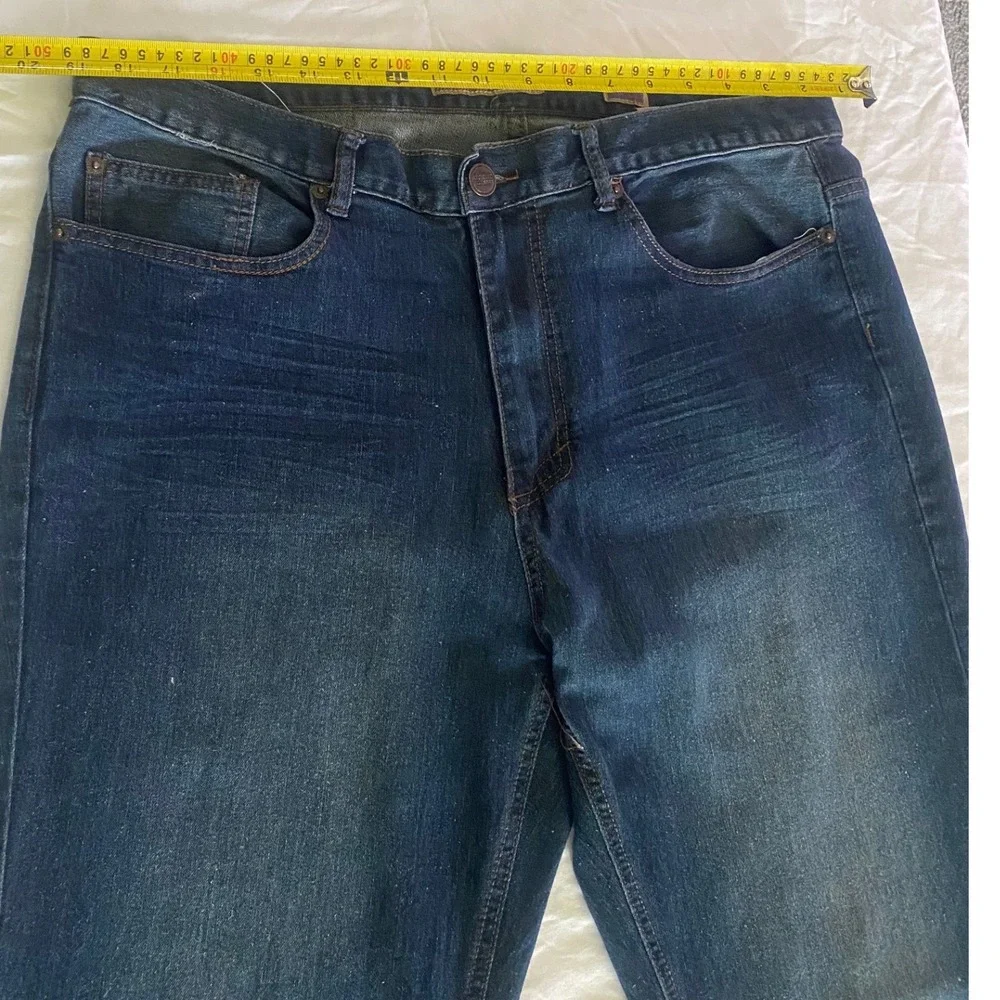 Recycled Blues Mens Slim‎ Fit Dark Wash Denim Jeans 36x32 Blue